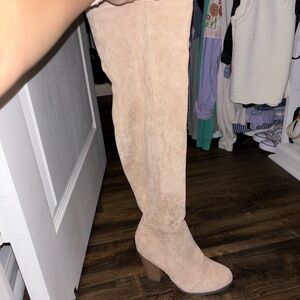 Tan Suede Over The Knee Boots